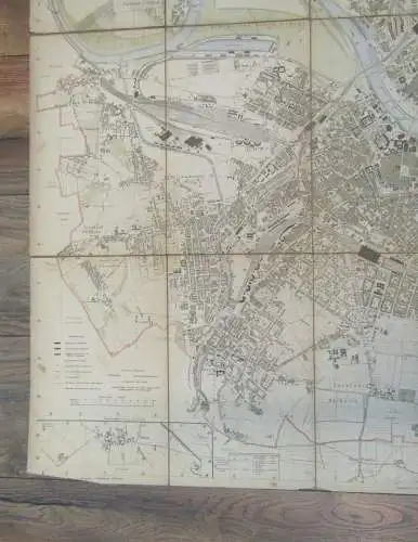 Vermessungsamt Plan von Dresden auf Leinen gezogen 1904 ca.89x 111 cm 1:10 000