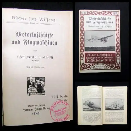 Solff Bücher des Wissens  Motorluftschiffe und Flugmaschinen Bd. 137 um 1910