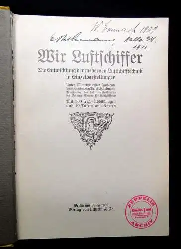 Bröckelmann Wir Luftschiffer 1909 Bodo Jost Archiv 300 Text.- Abb. 10 Tafeln