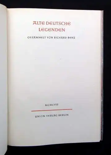 Benz, Richard Alte Deutsche Legenden 1910 Halbpergament Kopfgoldschnitt