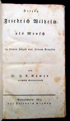 Römer, Jakob, Ludwig Herzog Friedrich Wilhelm in treuen Zügen aus seinem... 1815