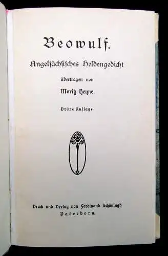 Heyne Beowulf Angelsächsisches Heldengedicht 1897 Halbpergament