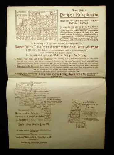 Ravensteins Deutsche Kriegskarten Nr.4 um 1925 Belgien angrenzendes Frankreich