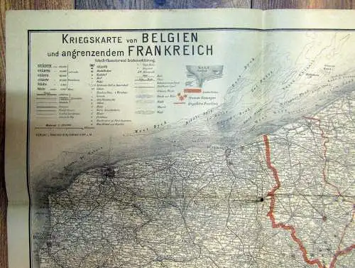 Ravensteins Deutsche Kriegskarten Nr.4 um 1925 Belgien angrenzendes Frankreich