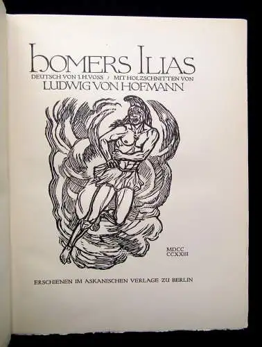 Homer Ilias und Odyssee. Deutsch von Johann Heinrich Voss 2 Bde. 1923-1924