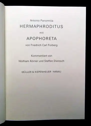 Forberg Antonio Panormita Hermaphroditus mit Apophoreta 1986 Reprint Erotica