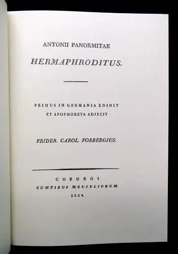 Forberg Antonio Panormita Hermaphroditus mit Apophoreta 1986 Reprint Erotica