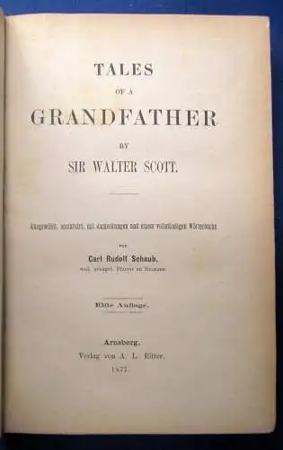 Scott, Walter Sir Tales of a Grandfather  1877 Belletristik Literatur js