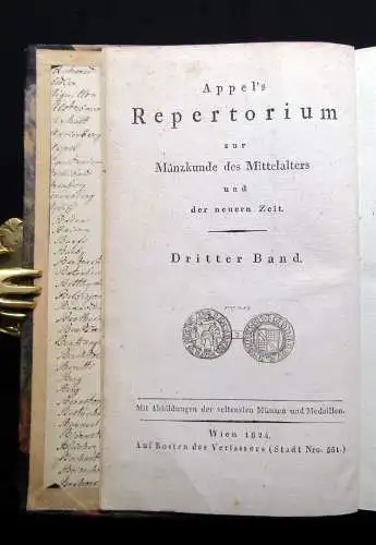 Appel´s Repertorium zur Münzkunde des Mittelalters und der neuen Zeit 3 Bd. 1824