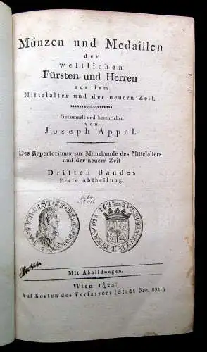 Appel´s Repertorium zur Münzkunde des Mittelalters und der neuen Zeit 3 Bd. 1824