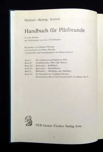 Hennig Handbuch für Pilzfreunde 1.Bd. Die wichtigsten u. häufigsten Pilze 1983