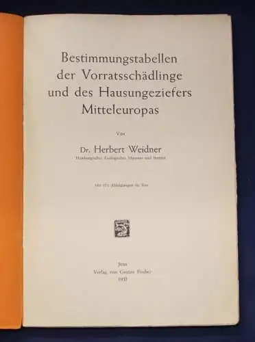 Weidner Bestimmungstabellen der Vorratsschädlinge Hausungeziefer 171 Abb. js