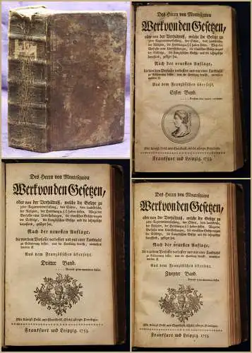 Montesquieu Werk von den Gesetzen, oder von der Verhältniß 1753 Gesetz Recht sf