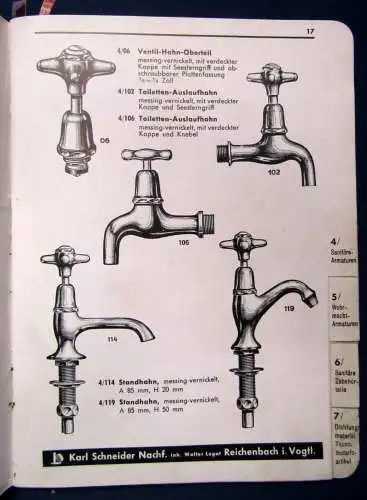 WLOR Sanitär Katalog um 1920 Wasserhähne Armaturen Zubehörteile Technik js