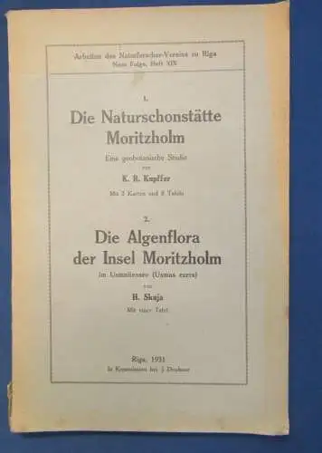 Kupffer Die Naturschonstätte Moritzholm 1931 Algenflora der Insel Moritzholm js