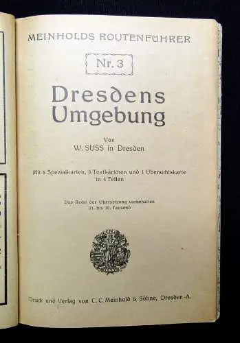 Süss Meinholds Routenführer Nr.3 Dresdens Umgebung um 1920 Führer Guide