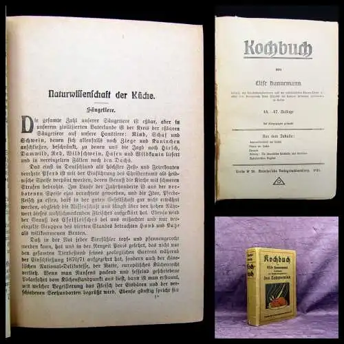 Hannemann, Elise Kochbuch 1918 Naturwissenschaft der Küche, Praxis, Rezepte