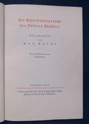 Halbe Die Auferstehung des Doktor Adalbert Osternovelle 1928 Zeichnungen js