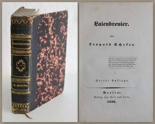 Leopold Schefer:  Laienbrevier 1839 - Sprüche, Lehrgedichte, Dichtkunst - xz