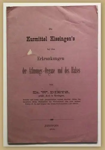 Orig. Prospekt Die Kurmittel Kissingen's bei Erkrankungen 1879 Bayern Medizin sf