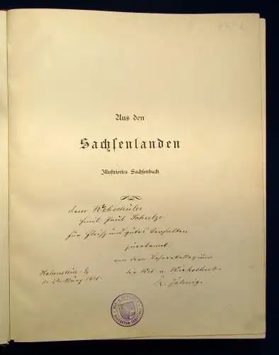 Esche Aus den Sachsenlanden Illustriertes Sachsenbuch 1905 Geschichte  js