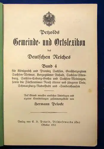 Pelocke Petzolds Gemeinde- und Ortslexikon des deutschen Reiches Bd. 4 1911 js