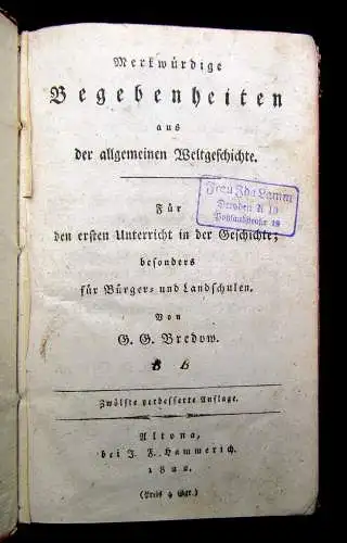 Bredow Merkwürdige Begebenheiten aus der allgemeinen Weltgeschichte 1822