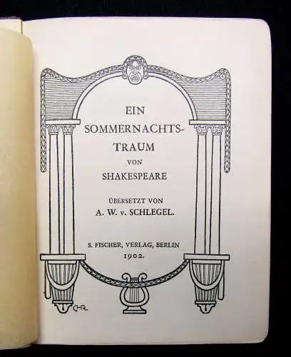 Schlegel Shakespeare Ein Sommernachtstraum und Hamlet Prinz von Dänemark 1902