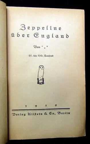 Klessel, Schulze Zeppeline über England 1916 Beigabe: Die Zeppelin-Fahrt 1928