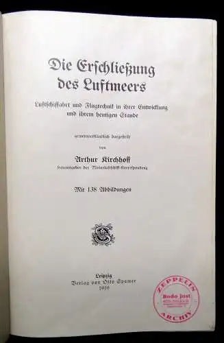 Kirchhoff Die Erschließung des Luftmeers Luftschifffahrt und Flugtechnik 1910