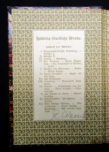 Krumm Friedrich Hebbels Sämtliche Werke Bände 1-12 in 4 Büchern komplett um 1890