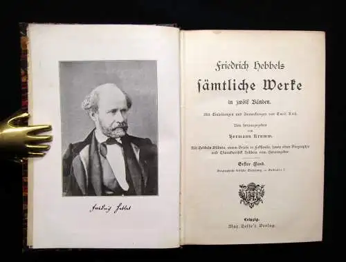 Krumm Friedrich Hebbels Sämtliche Werke Bände 1-12 in 4 Büchern komplett um 1890