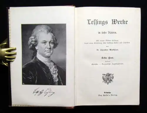 Matthias Lessings Werke Bände 1-6 in 3 Büchern um 1890 Literatur komplett