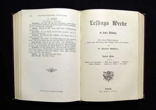 Matthias Lessings Werke Bände 1-6 in 3 Büchern um 1890 Literatur komplett