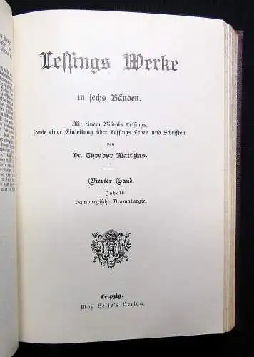 Matthias Lessings Werke Bände 1-6 in 3 Büchern um 1890 Literatur komplett