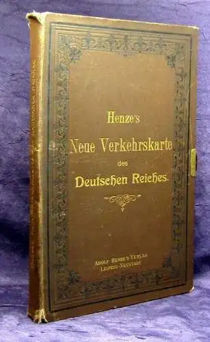 Henze`s neue Verkehrskarte für das deutsche Reich um 1900 14 v. 16 Sekt.selten j