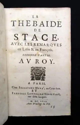 Statius Opera 3 Bde. (alles) 2 Bde. + Les Sylves et L'Achilleide [...] 1 Bd 1658