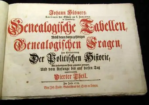 Hübner, Johann 1733-1744 Genealogische Tabellen, nebst denen dazu gehörigen...am