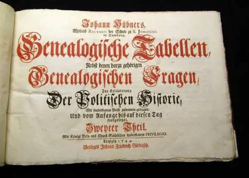 Hübner, Johann 1733-1744 Genealogische Tabellen, nebst denen dazu gehörigen...am