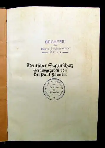 Quensel; Zaunert Thüringer Sagenschatz 1926 20 Tafeln 54 Abb. Originalausgabe