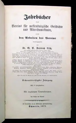 Lisch  Jahrbücher Verein für meklenburgische Geschichte Alterthumskunde 1871