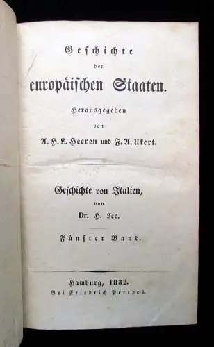 Leo Geschichte der europäischen Staaten Geschichte Italiens 1832 5. Band 5.Theil