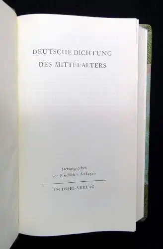 Leyen Deutsche Dichtung des Mittelalters 1962 Literatur Lyrik  Hldr-Handeinband