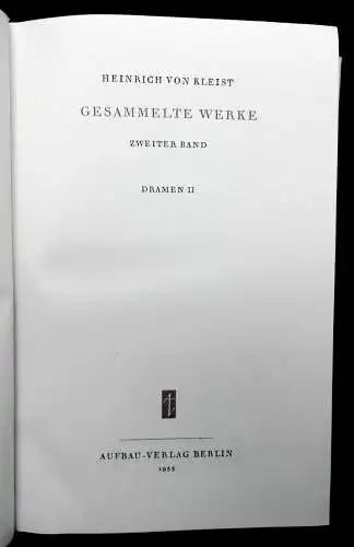 Heinrich von Kleist Gesammelte Werke 4 Bände Gedichte Dramen Dramen II 1955