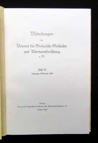 Verein für Gothaische Geschichte 1932-1941 4 Hefte Geschichte Gesellschaft