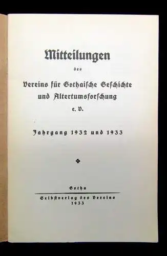 Verein für Gothaische Geschichte 1932-1941 4 Hefte Geschichte Gesellschaft