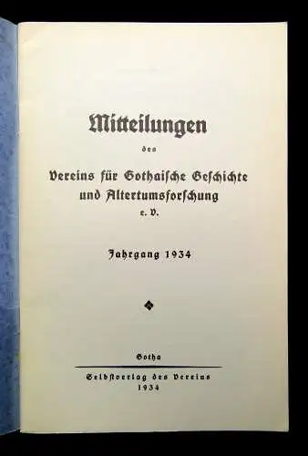 Verein für Gothaische Geschichte 1932-1941 4 Hefte Geschichte Gesellschaft