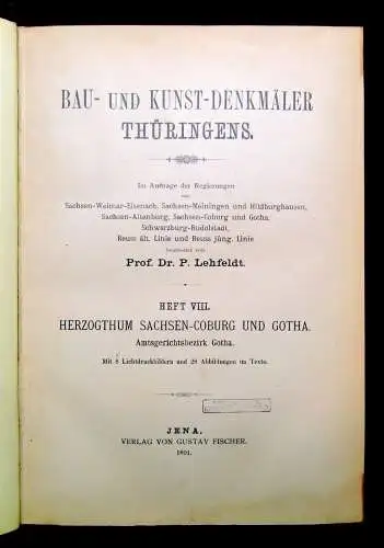 Lehfeldt Bau-und Kunstdenkmäler Thüringens Heft 8-11 in 1 Band 1891 Lichtdruck