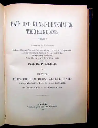 Lehfeldt Bau-und Kunstdenkmäler Thüringens Heft 8-11 in 1 Band 1891 Lichtdruck