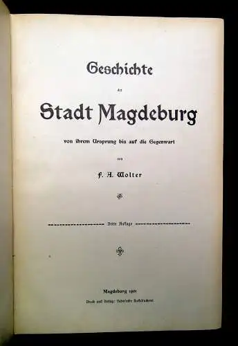 Wolter Geschichte Stadt Magdeburg von ihrem Ursprung bis auf die Gegenwart 1901